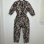Rebecca Taylor Paisley Jumpsuit 100% Cotton Brown Belted With Pockets Size M Photo 1