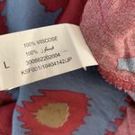 Utsa Dress Large Red Short Sleeve Hi Low Boho Floral Viscose Photo 5