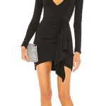 superdown Black Long Sleeve V-Neck Dress Photo 0
