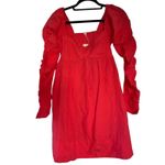 Free People Lindsay Babydoll Dress in Bella Rosa Red Size L New w/ Tag MSRP $138 Photo 11