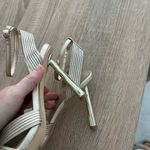 Journee Collection Women Gold Annett Mid heel open toe pump 8.5 like new target Photo 10