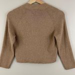 ZARA Caramel Brown Tan Ribbed Button Up V-neck Pullover Cardigan Sweater Photo 5