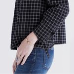 Madewell Blouse Plaid Off Shoulder Cold Shirt Black Bow Ties Top Size Small Photo 2