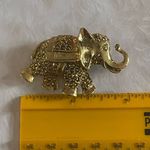 Vintage Elephant Pin Brooch Trunk Up Goldtone Gold Photo 2