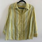 JM Collection  Multicolor Metallic Thread Striped Button Down Shirt Size 20W Photo 0