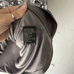 August Silk Shirt Vintage 90s 1X Gray Silver Sequin Party Top Swifty Disco Photo 5