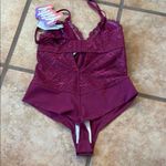 YITTY  Burgundy Lace Bodysuit Photo 3