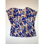Nine West Abstract Print Blouse Women's Size Medium V-Neck Short Sleeve Photo 1