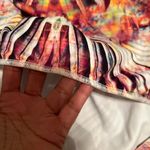 Colorful Feather Pattern Long Sleeve backless Bodysuit Medium NWT Red Photo 9