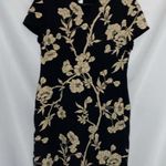 Talbots   100% Silk size 8Petite Cream and Gold FloralSheath Dress Mock Neck Midi Photo 4