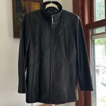 Ellen Tracy 100% genuine Black Leather Jacket lined with pockets Photo 4