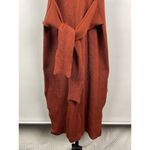 ZARA Rust Sienna Orange Ribbed Tie Front Knit V Neck Sweater Dress Size S Photo 3