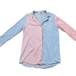 Cynthia Rowley Sleepwear Preppy Pastel Pink Blue Long Sleep Shirt Size Medium Photo 0
