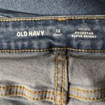 Old Navy SZ 12 SHORT Rockstar Super Skinny Jeans Crop Mid-Rise Distress Stretch Photo 7