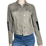 Paige  Denim Womens Size M Gray with Faux Black Leather Elbow Patches Jean Jacket Photo 1