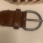 BELT BROWN LEATHER AND TAN BRAIDING WEAVED BELT SILVER BUCKLE Photo 1