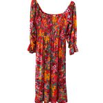 Sugar Lips Francesca Vibrant Wildflower Denni Smocked Midi Dress Size Small Photo 7