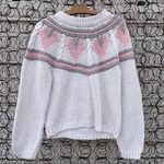 Vintage 90s knitted by hand pastel sweater fair isle medallion neckline Pink Size M Photo 1