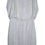 Sangria Women's 14 Blouson Pearl Gold Lined Lace Shirt Dress NEW White Photo 0