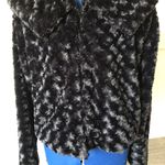 L.A.M.B. Vintage Fever Black Faux Fur Coat Jacket Swing Coat Size L Photo 3