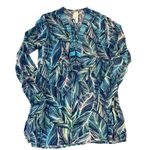 La Blanca  Cover‎ Up Tunic Dress Blue Green Palm Leaf Print Womens Medium Photo 1