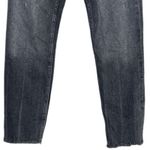 ZARA  Straight Leg Mid Rise Crop Raw Hem Distressed Stretch Jean 12 Black Washed Photo 2