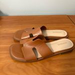Cushionare Cushionaire Voyage Slide‎ Sandal Slip On Tan Brown Vegan Leather Casual Flat 8.5 Photo 3