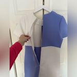 Ces Femme Light Blue/Purple and White Colorblock Shift Dress Size Large Blue Photo 5