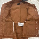 Driftwood  Gigi Puff Sleeve Jacket Faux Leather Cognac Brown Small New Moto Fall Photo 8