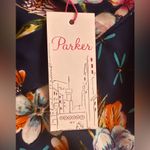 Parker dark blue background with floral print cold-shoulder ruffled sleeves M Photo 11