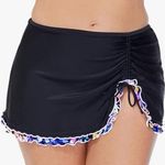 Island Escape Mariposa Ruffled Ruched Swimsuit Skirt size 10 NWT Black Photo 0