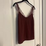 EXPRESS  Satin Lace Strap V-Neck Downtown Cami Top XS Rum Raisin Brown Photo 6