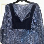 Soft Surroundings Paisley sheer Dress Crochet Detail Bell Sleeve Boho Medium Photo 6