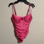 JONATHAN SIMKHAI Satin Ruched Cup Underwire Dragon Fruit Swimsuit Photo 6