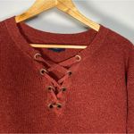 American Eagle  Red Lace Up Knit Sweater Jegging Fit Oversized Gorpcore Western Photo 2
