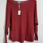 Womans Villa Milano Red Silver Long Sleeve Pullover Oversized Sweater XL NWT Photo 0