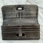 Coach Vintage Silver Metallic Turn Lock Leather Wallet Card Case Checkbook Photo 15