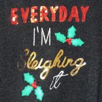 Poof! POOF New York junior sweater Christmas sequins everyday I’m sleighing holiday Photo 1