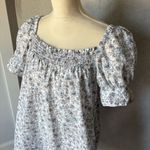 J.Crew Mini Dress White Floral Smocked Puff Sleeve Square Neck Cottagecore Photo 3