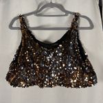 Audrey 3+1 Gold and Silver Flip Sequin Tank Crop Top Medium Photo 5