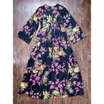 vintage • 70s maxi dress Japanese kimono black floral cherry blossom bell sleeve Photo 7