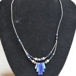 Source Unknown Captivating Art Deco Art Glass Silver Tone Tube Chain Bib Double Strand Necklace Photo 0