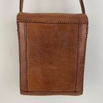 Vintage Southwestern Light Brown Faux Leather Tapestry Panel Crossbody Bag Purse Photo 6