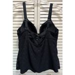 Tankini Swim Top Crochet Black Solid Size XL Molded Cups Lined Wide Adj Straps Photo 2