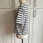 Susana Monaco Club Monaco Black Striped Crew Neck Linen Cropped T-Shirt Size M Casual Photo 1