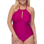 Raisin's  Plus Size 22W Pink Keyhole High-Neck One-Piece Swimsuit New Photo 0