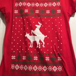 Spencer’s | Red Ugly Christmas Sweater Shirt Naughty Reindeer Humping Size Large Photo 1