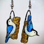 Nuthatch bird drop earrings blue vibrant gift animal lover cute quality new Photo 0