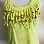 Love moschino  • Neon Yellow Fringe Beaded Tank Top Photo 0