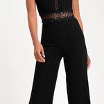 Lulus Leeta Black Swiss Dot Lace Wide Leg Jumpsuit Size XS Photo 0